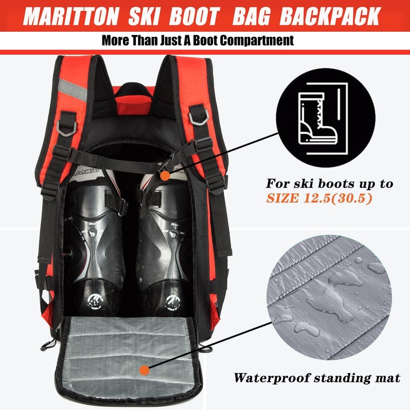 MARITTON Ski Boot Bag - Boot Travel Backpack for Snowboard & Ski Boots, Helmet, Goggles, Gloves, Accessories - Image 5